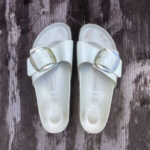 Birkenstock Madrid BIG BUCKLE flats SANDALS white 40 us 9